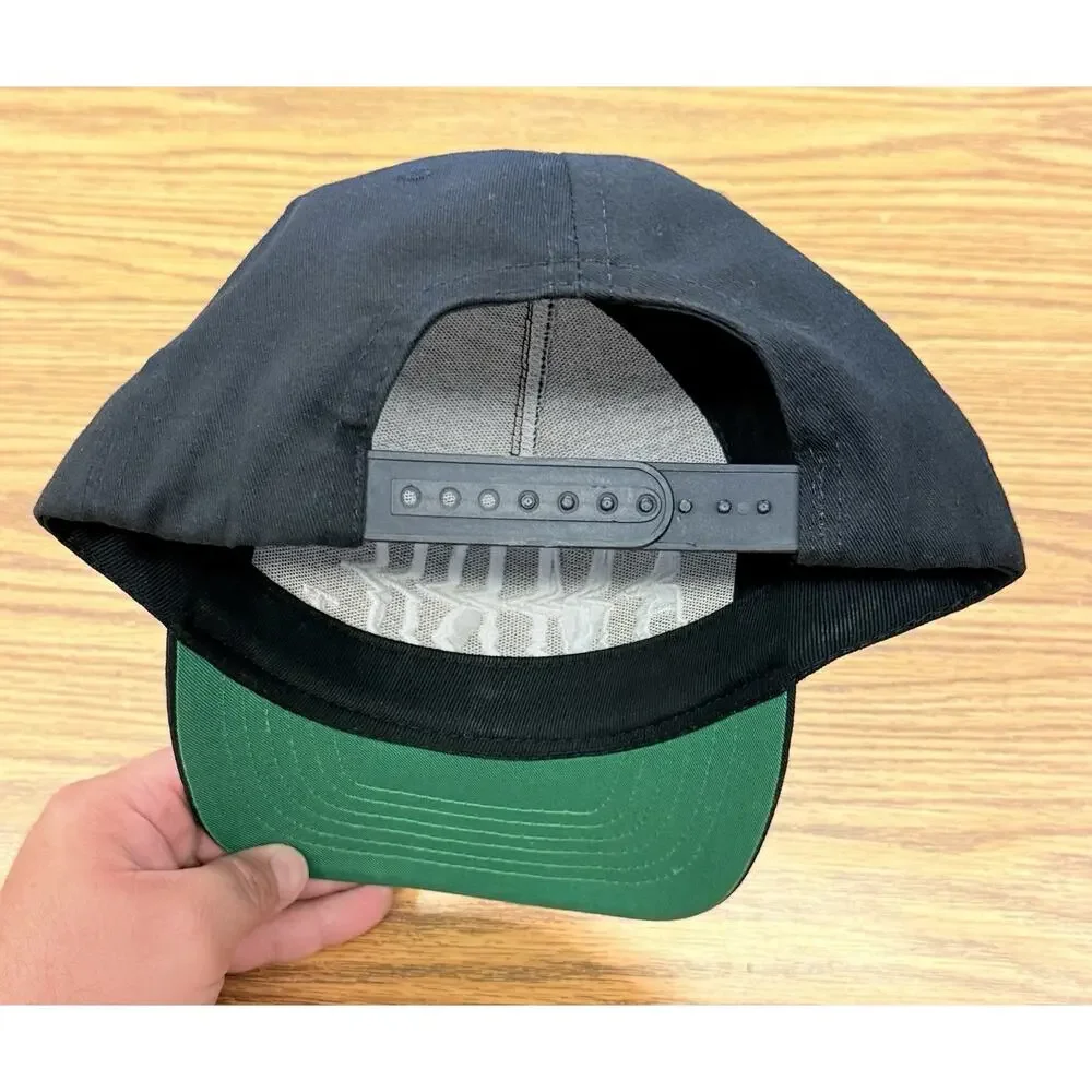 Ambig Black Snapback Hat White Logo Streetwear Cap Green Underbrim OSFM